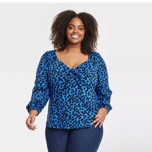 ⭐️ 3 for $10 LAST CHANCE Blue and Black Long-Sleeved Blouse
